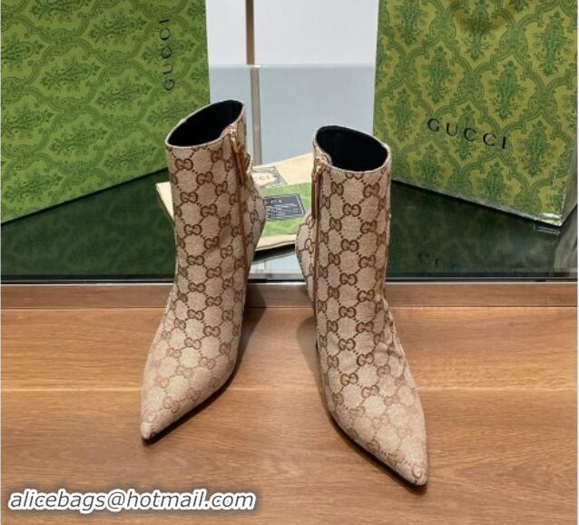 Trendy Design Gucci GG Canvas Ankle Boots 10.5cm with GUCCI Chain Beige 1014055