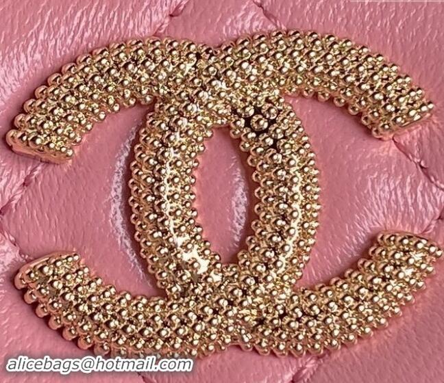 Famous Brand Chanel Lambskin Clutch with Chain AP4302 Pink 2024