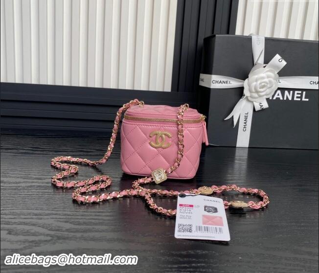 Famous Brand Chanel Lambskin Clutch with Chain AP4302 Pink 2024