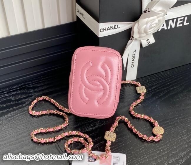 Famous Brand Chanel Lambskin Clutch with Chain AP4302 Pink 2024