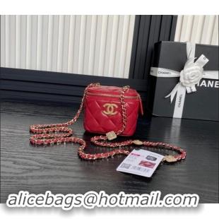 Buy Fashionable Chanel Lambskin Clutch with Chain AP4302 Red 2024