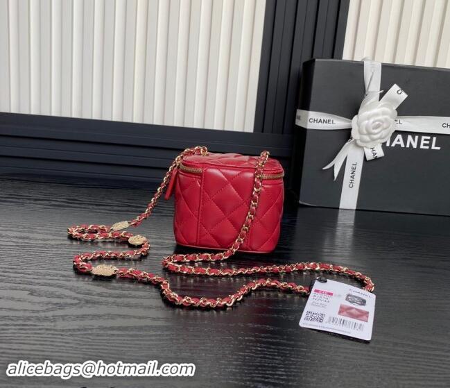 Buy Fashionable Chanel Lambskin Clutch with Chain AP4302 Red 2024