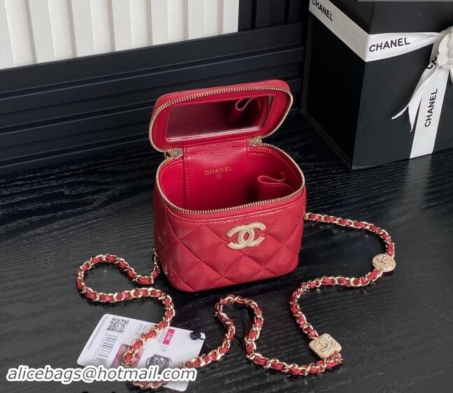 Buy Fashionable Chanel Lambskin Clutch with Chain AP4302 Red 2024