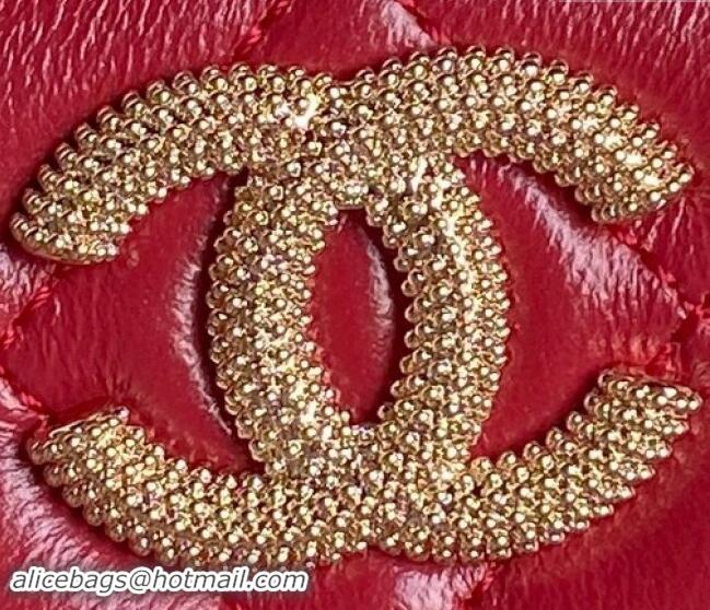 Buy Fashionable Chanel Lambskin Clutch with Chain AP4302 Red 2024