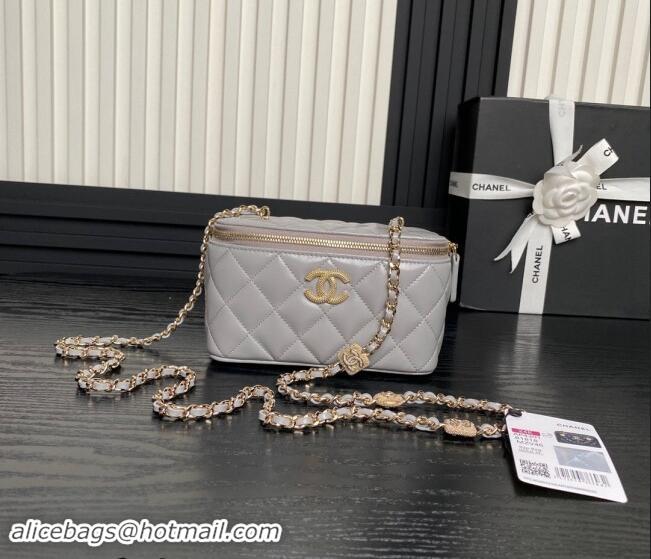 Luxury Discount Chanel Lambskin Clutch with Chain AP4301 Grey 2024