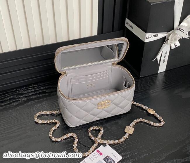 Luxury Discount Chanel Lambskin Clutch with Chain AP4301 Grey 2024