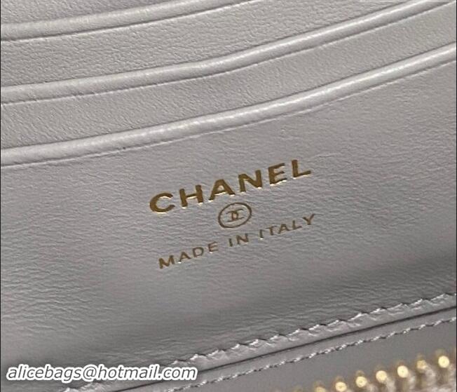 Luxury Discount Chanel Lambskin Clutch with Chain AP4301 Grey 2024