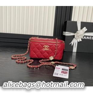 Luxury Discount Chanel Lambskin Clutch with Chain AP4301 Red 2024