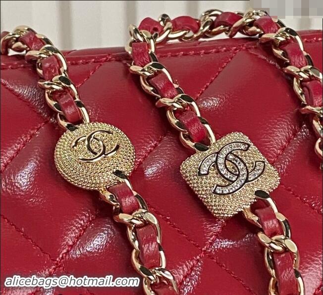 Luxury Discount Chanel Lambskin Clutch with Chain AP4301 Red 2024