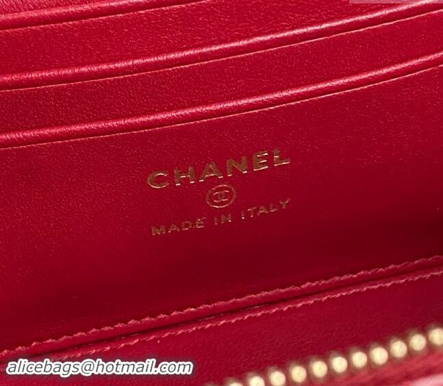 Luxury Discount Chanel Lambskin Clutch with Chain AP4301 Red 2024