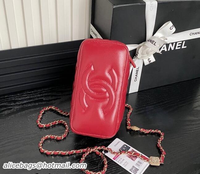 Luxury Discount Chanel Lambskin Clutch with Chain AP4301 Red 2024