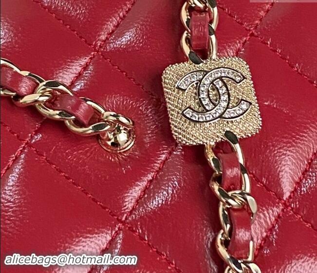 Luxury Discount Chanel Lambskin Clutch with Chain AP4301 Red 2024