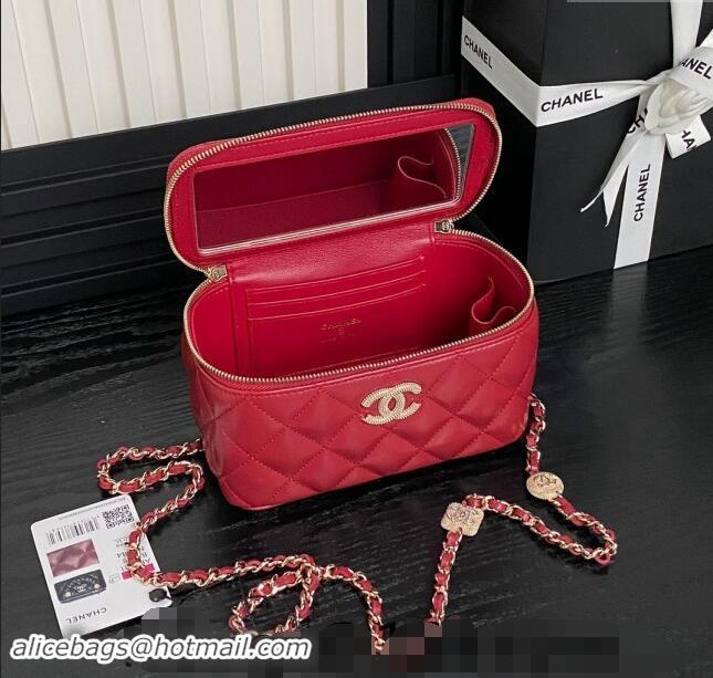 Luxury Discount Chanel Lambskin Clutch with Chain AP4301 Red 2024