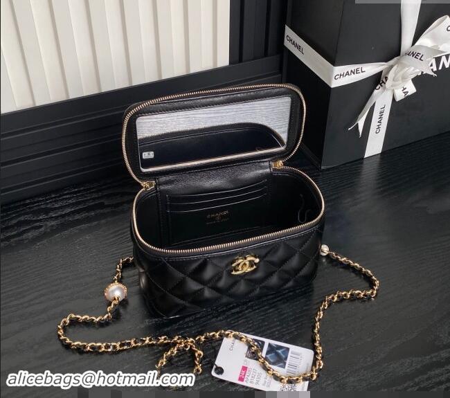 Big Discount Chanel Lambskin Clutch with Chain and Pearls AP4285 Black 2024