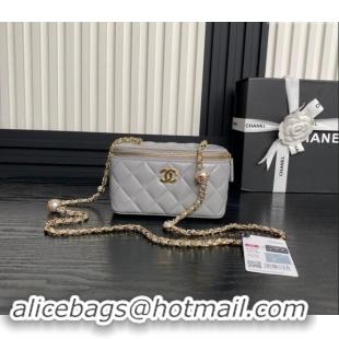 Grade Design Chanel Lambskin Clutch with Chain and Pearls AP4285 Grey 2024