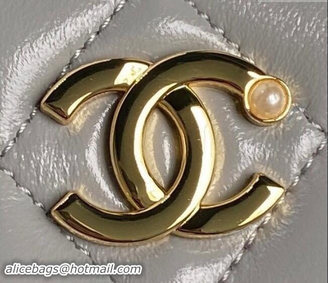 Grade Design Chanel Lambskin Clutch with Chain and Pearls AP4285 Grey 2024