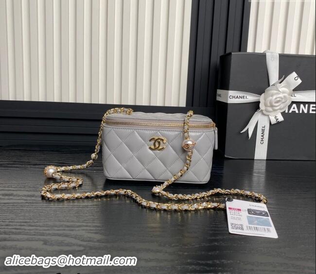 Grade Design Chanel Lambskin Clutch with Chain and Pearls AP4285 Grey 2024