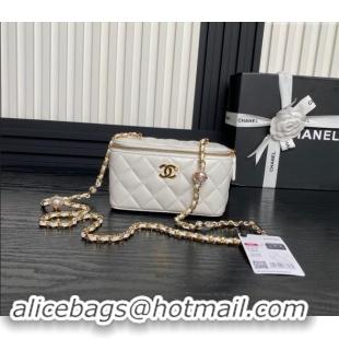 Top Design Chanel Lambskin Clutch with Chain and Pearls AP4285 White 2024