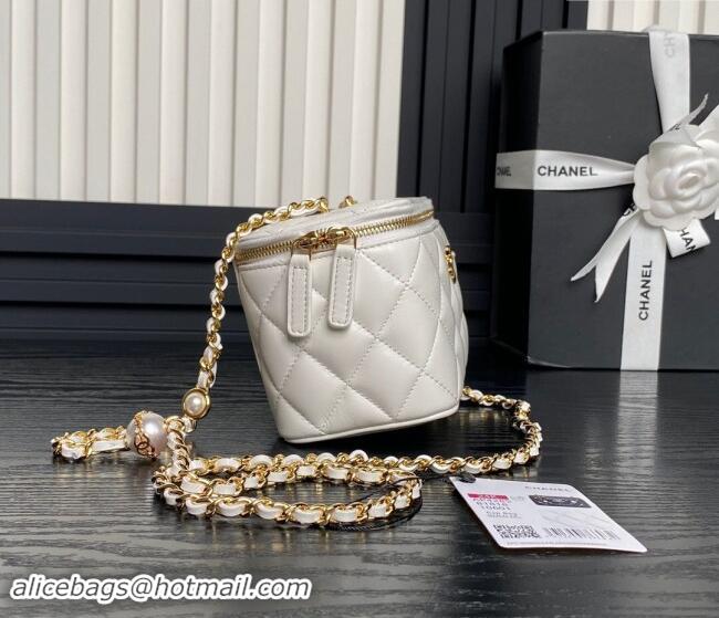 Top Design Chanel Lambskin Clutch with Chain and Pearls AP4285 White 2024