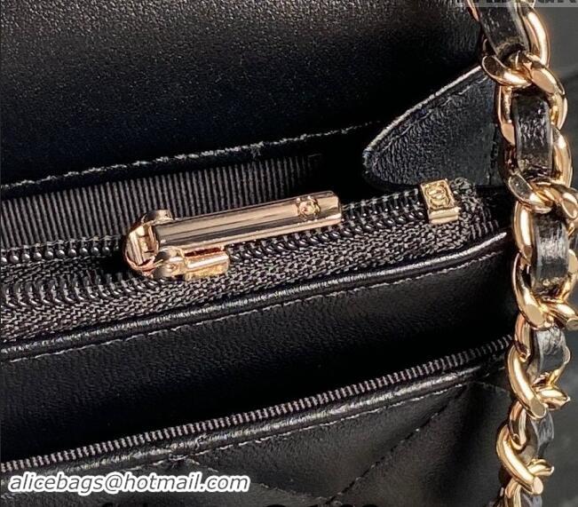 Good Taste Chanel Lambskin Wallet on Chain WOC AP4299 Black 2024