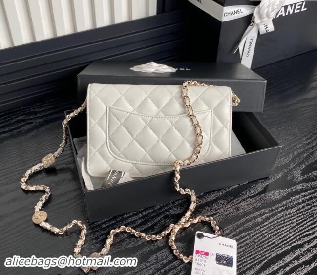 Top Quality Chanel Lambskin Wallet on Chain WOC AP4299 White 2024