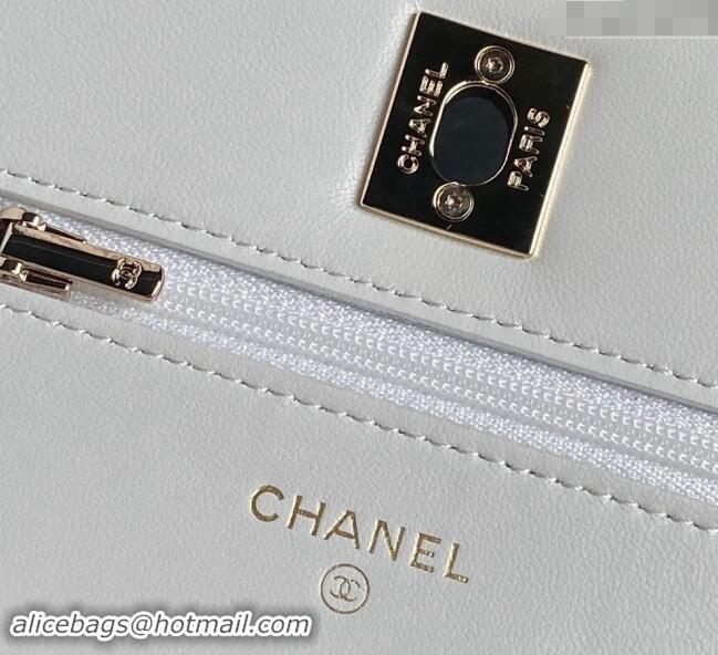 Top Quality Chanel Lambskin Wallet on Chain WOC AP4299 White 2024