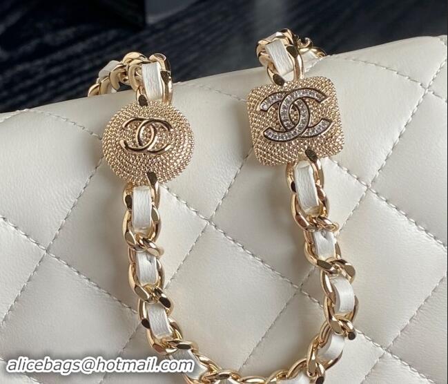 Top Quality Chanel Lambskin Wallet on Chain WOC AP4299 White 2024