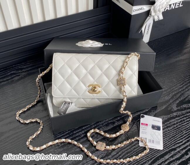 Top Quality Chanel Lambskin Wallet on Chain WOC AP4299 White 2024