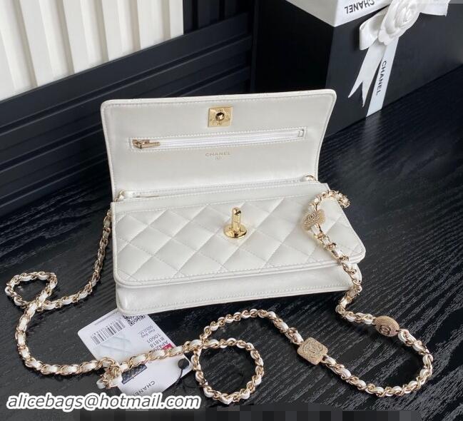 Top Quality Chanel Lambskin Wallet on Chain WOC AP4299 White 2024