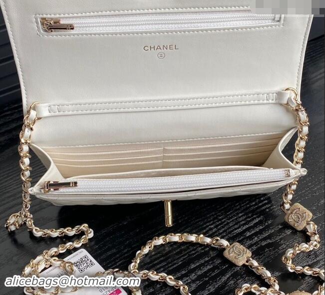 Top Quality Chanel Lambskin Wallet on Chain WOC AP4299 White 2024