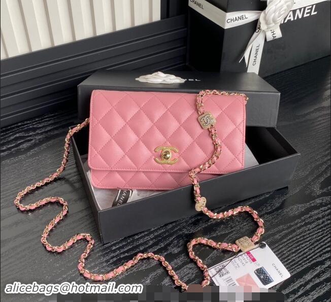 Most Popular Chanel Lambskin Wallet on Chain WOC AP4299 Pink 2024