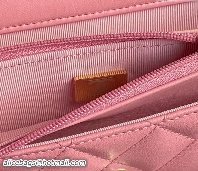 Most Popular Chanel Lambskin Wallet on Chain WOC AP4299 Pink 2024