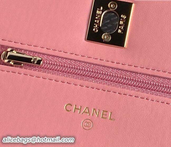 Most Popular Chanel Lambskin Wallet on Chain WOC AP4299 Pink 2024