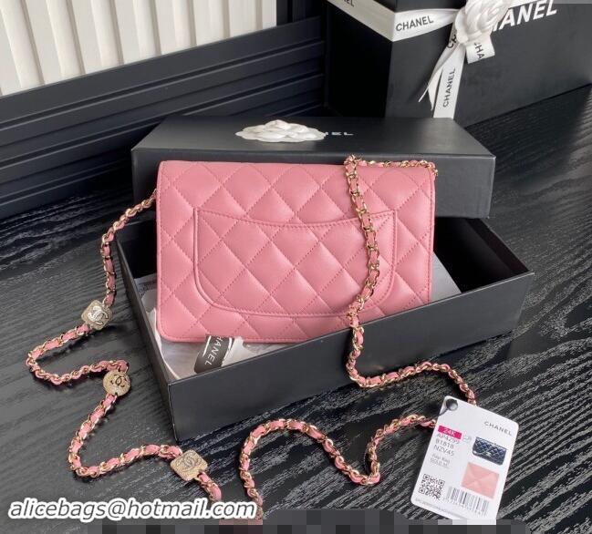 Most Popular Chanel Lambskin Wallet on Chain WOC AP4299 Pink 2024