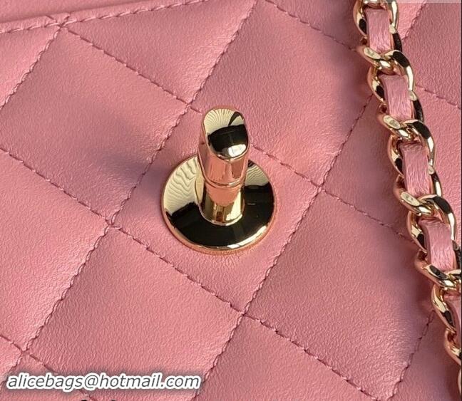 Most Popular Chanel Lambskin Wallet on Chain WOC AP4299 Pink 2024