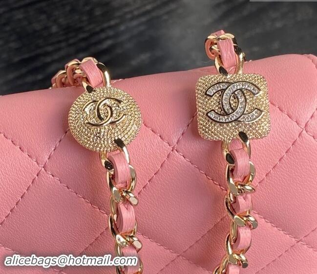 Most Popular Chanel Lambskin Wallet on Chain WOC AP4299 Pink 2024