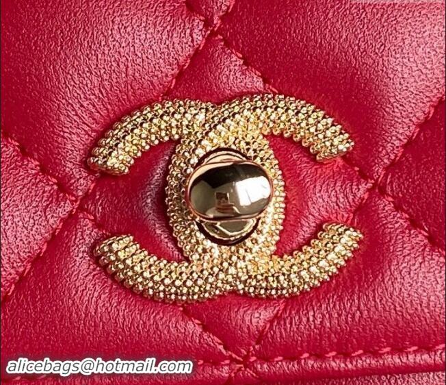 Best Quality Chanel Lambskin Wallet on Chain WOC AP4299 Red 2024