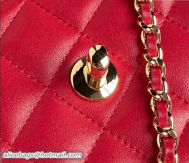 Best Quality Chanel Lambskin Wallet on Chain WOC AP4299 Red 2024