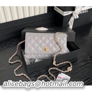 Super Quality Chanel Lambskin Wallet on Chain WOC AP4299 Grey 2024