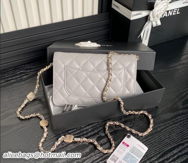 Super Quality Chanel Lambskin Wallet on Chain WOC AP4299 Grey 2024