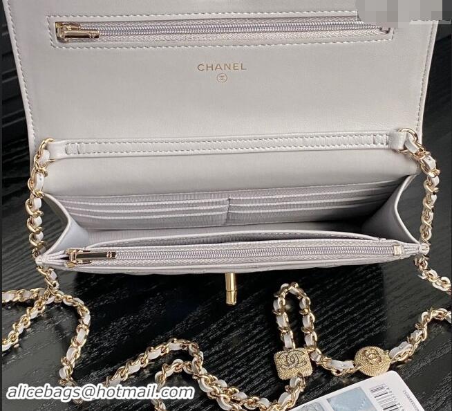 Super Quality Chanel Lambskin Wallet on Chain WOC AP4299 Grey 2024