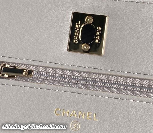 Super Quality Chanel Lambskin Wallet on Chain WOC AP4299 Grey 2024