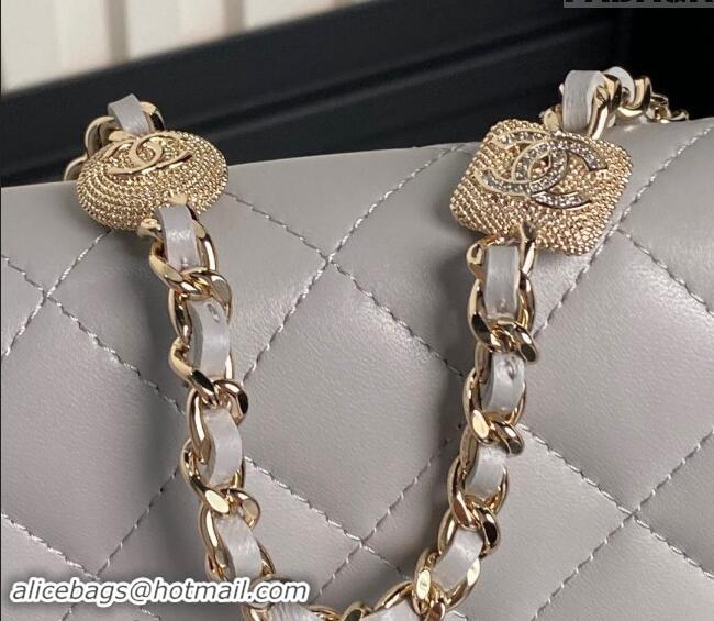 Super Quality Chanel Lambskin Wallet on Chain WOC AP4299 Grey 2024