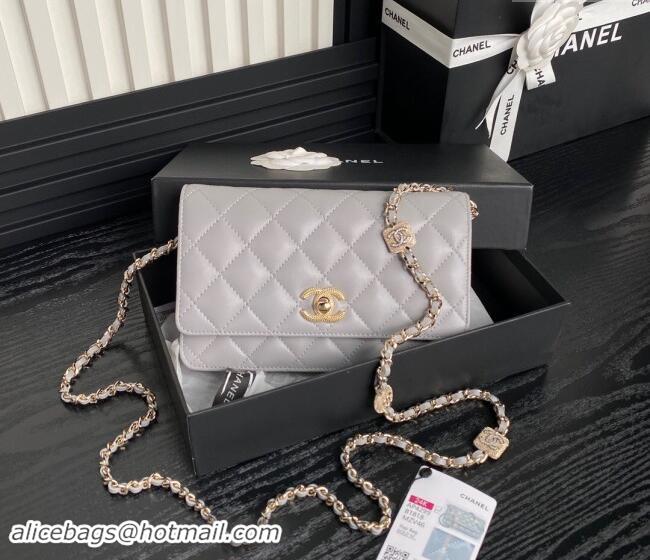 Super Quality Chanel Lambskin Wallet on Chain WOC AP4299 Grey 2024