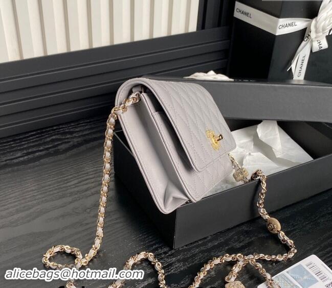 Super Quality Chanel Lambskin Wallet on Chain WOC AP4299 Grey 2024