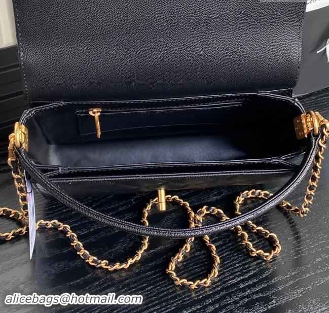 Popular Style Chanel Grained Shiny Calfskin Small Flap bag with Top Handle AS5166 Black 2024