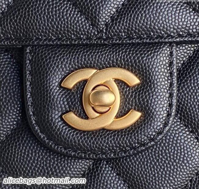 Popular Style Chanel Grained Shiny Calfskin Small Flap bag with Top Handle AS5166 Black 2024