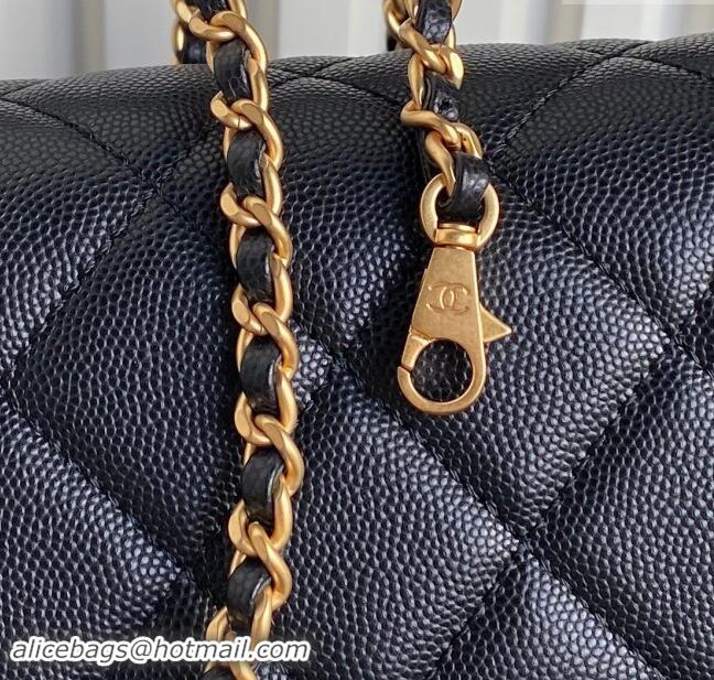 Popular Style Chanel Grained Shiny Calfskin Small Flap bag with Top Handle AS5166 Black 2024