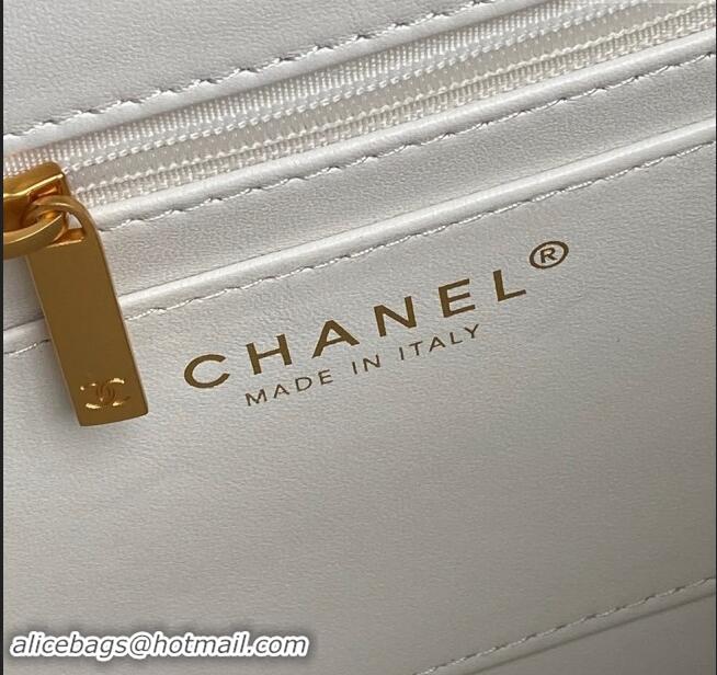 Top Grade Chanel Grained Shiny Calfskin Small Flap bag with Top Handle AS5166 White 2024