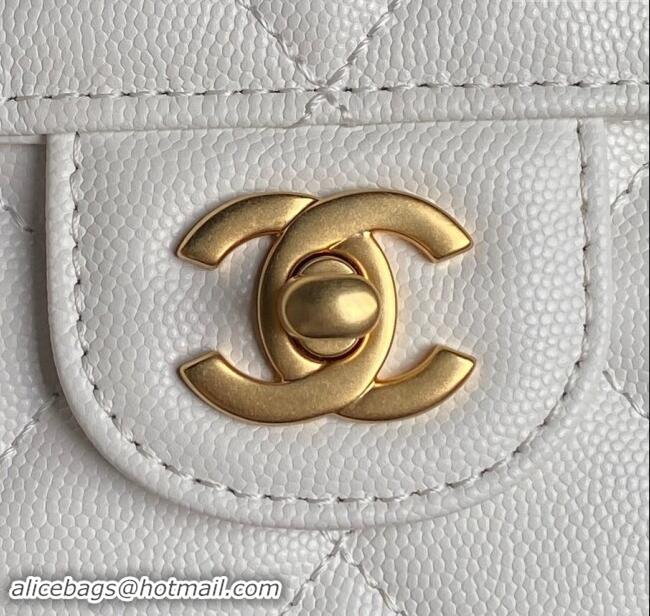 Top Grade Chanel Grained Shiny Calfskin Small Flap bag with Top Handle AS5166 White 2024